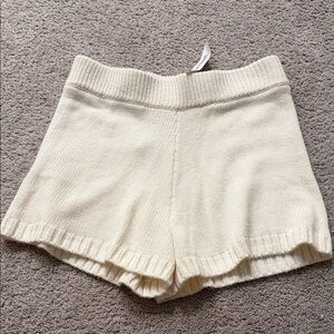 Women's Cream Knit Shorts